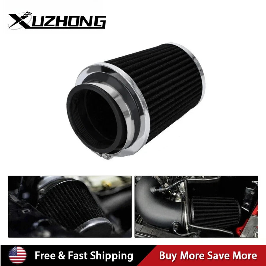 Universal 3 Inch 76mm High Flow Inlet Cleaner Dry Filter Cold Air Intake Cone Black