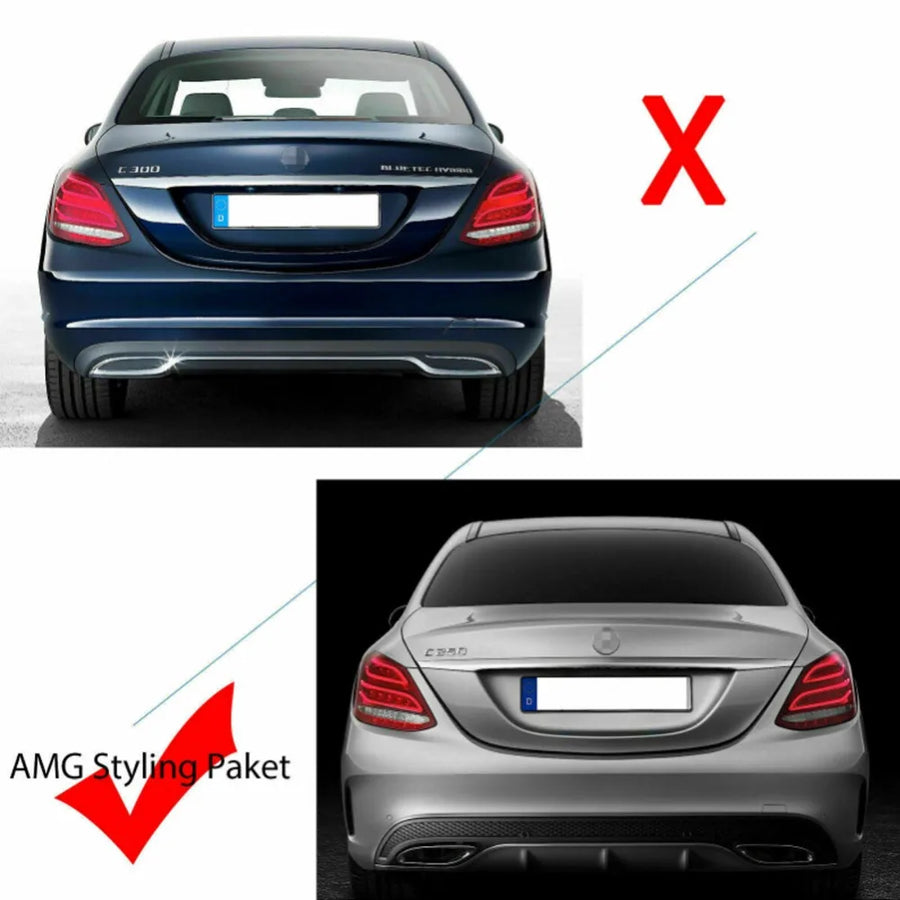 Gloss Black C63-Style Rear Diffuser – 2014–2019 Mercedes-Benz W205