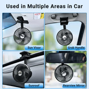 Rechargeable 2000mAh USB Car Cooling Fan with RGB Ambient Light