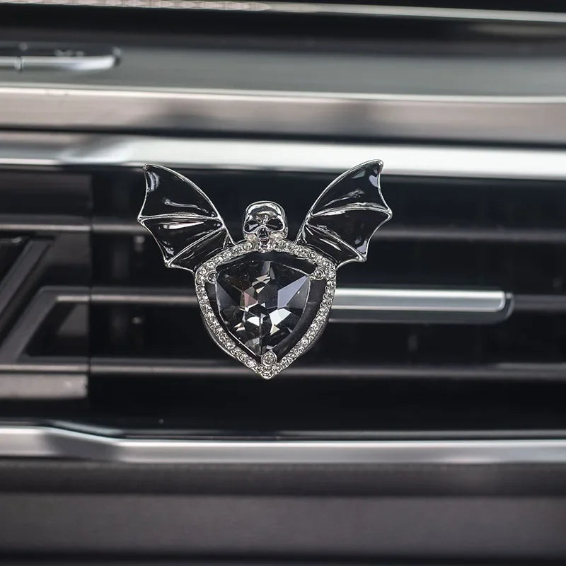 1pc Car Vent Clip Bat Skull Shape Rhinestone Decor Car Air Vent Clip Car Air Freshener