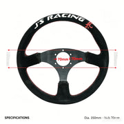 350 mm Black Suede Three-Spoke Racing Steering Wheel