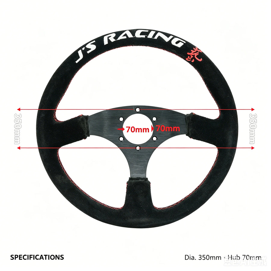 350 mm Black Suede Three-Spoke Racing Steering Wheel