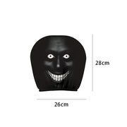 2-Piece Black Scary Face Car Headrest Covers – Breathable Elastic Protectors