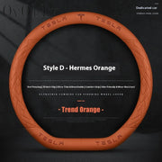 Anti-Slip Leather Steering Wheel Cover for Tesla Model 3, Y, S, X