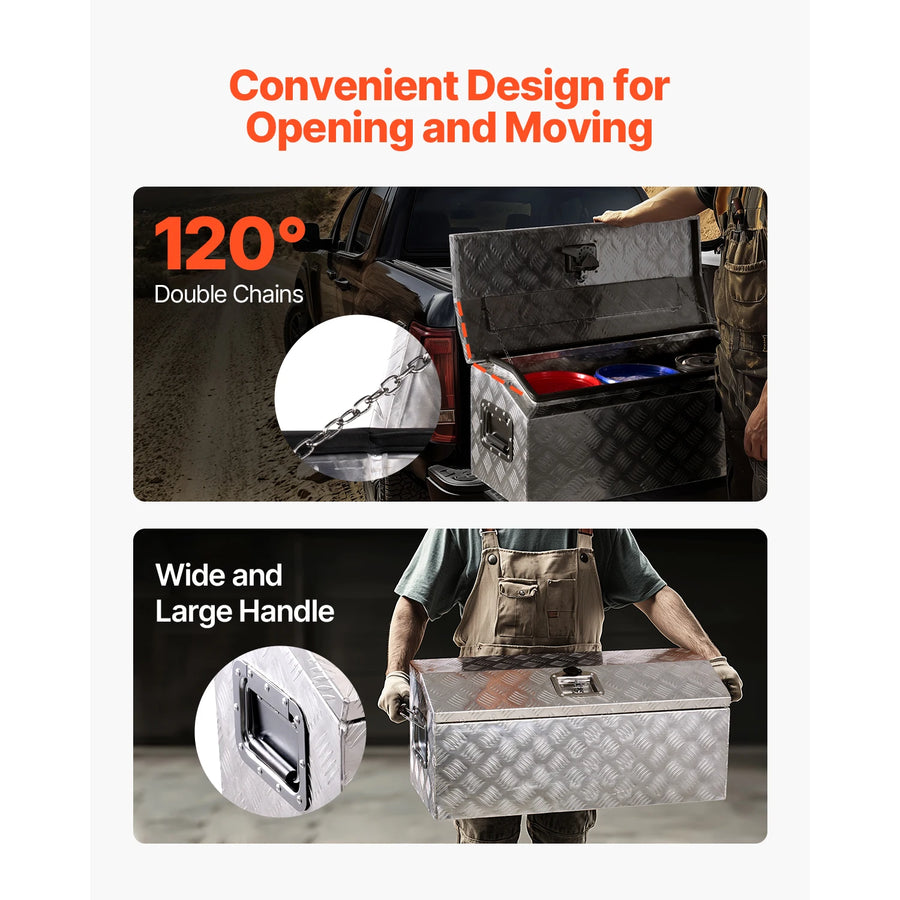 Aluminum Truck-Bed Toolbox with Lock – Multiple Sizes