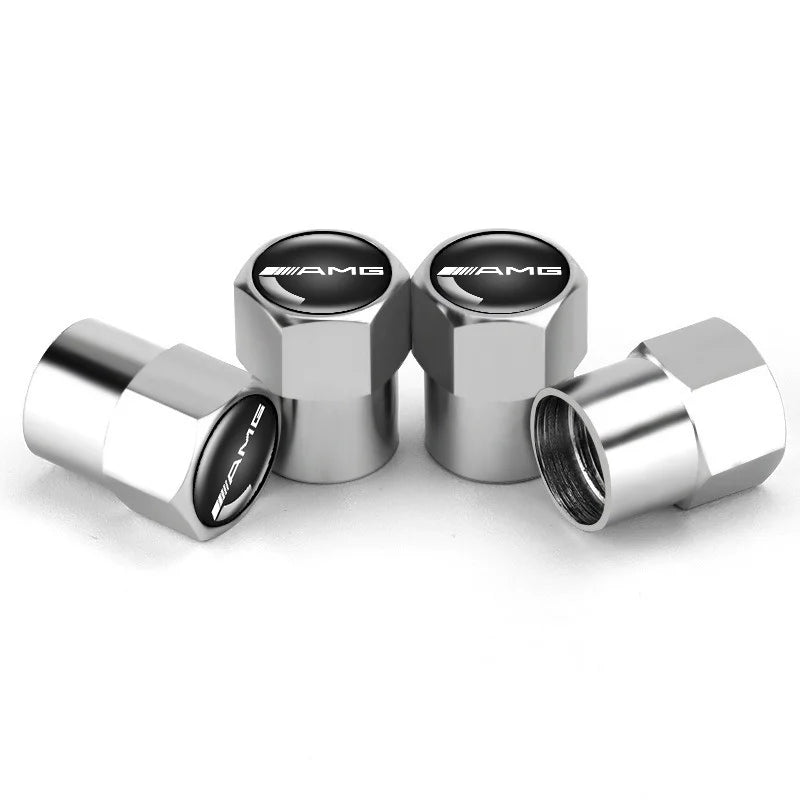 Mercedes-Benz-Style Aluminum Tire Valve Caps – 4-Piece Set