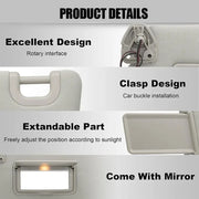 Left Driver Gray Sun Visor with Lamp for Nissan Pathfinder 2013-2018 96401-9PB0A