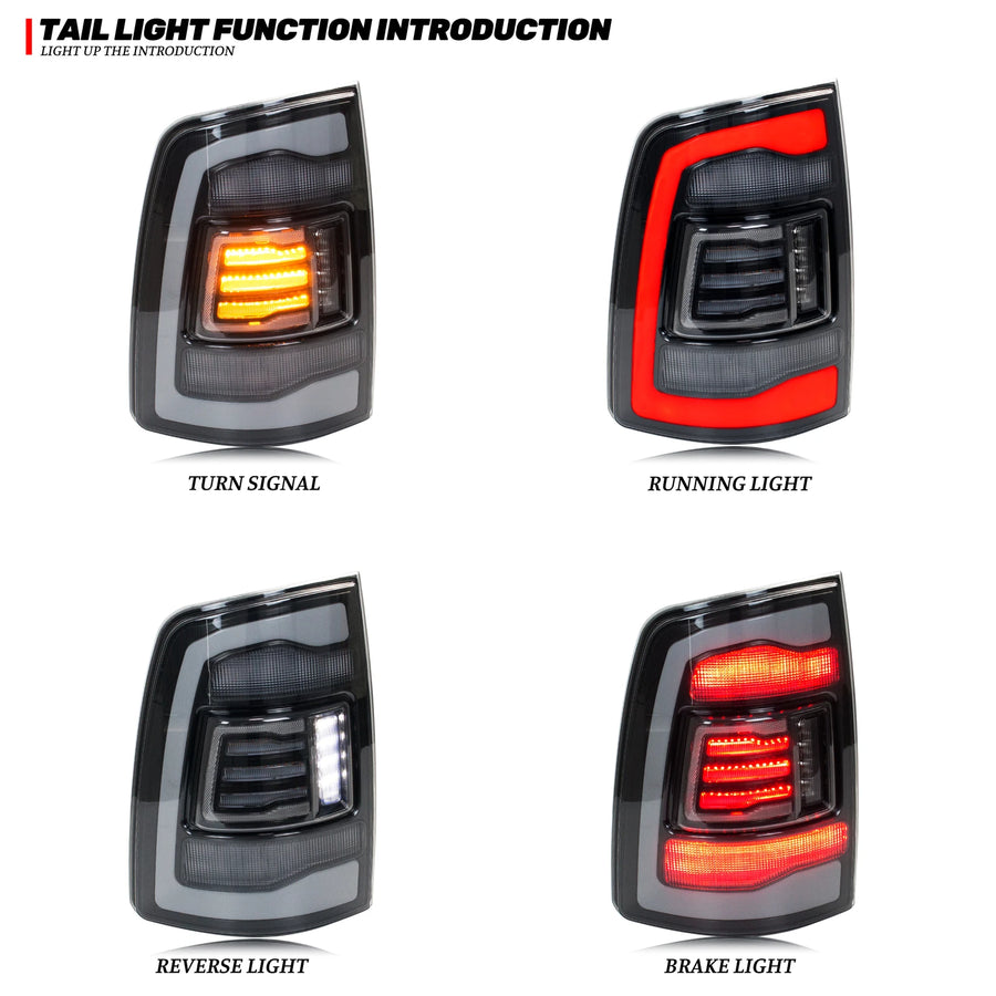 Dodge Ram 4th-Gen Sequential LED Tail Light Pair – Clear Lens