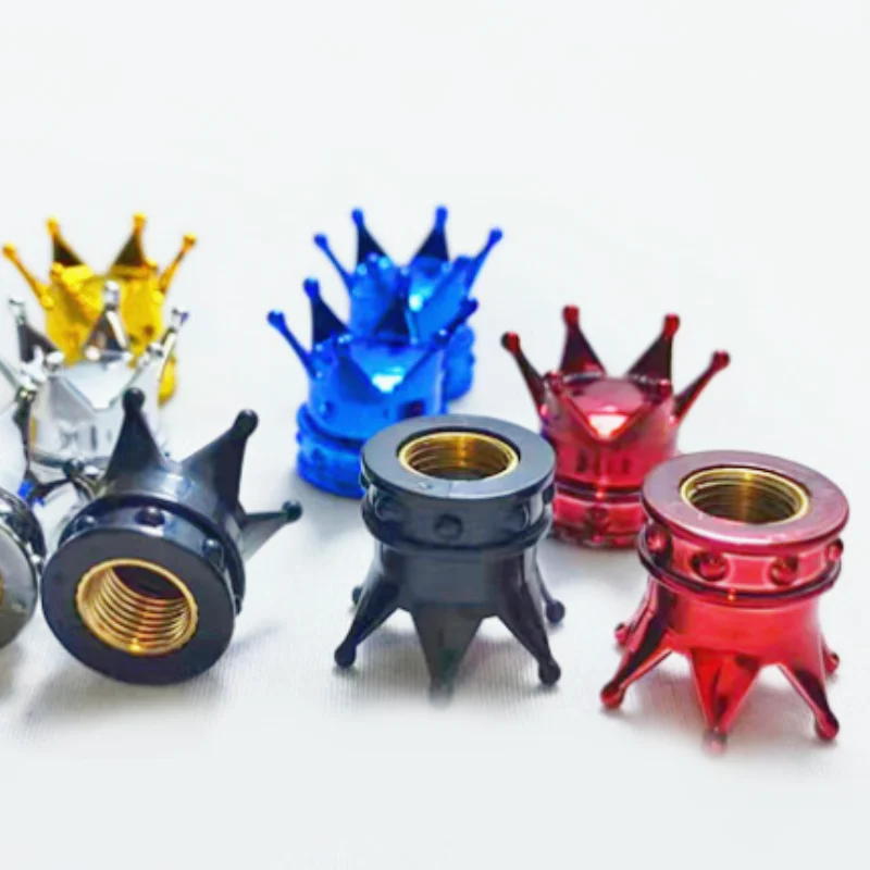 4-Piece Crown Copper Tire Valve Cap Set
