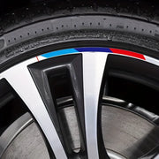 BMW M-Style Tri-Color Wheel Rim Stripe Decals – 4-Piece Set