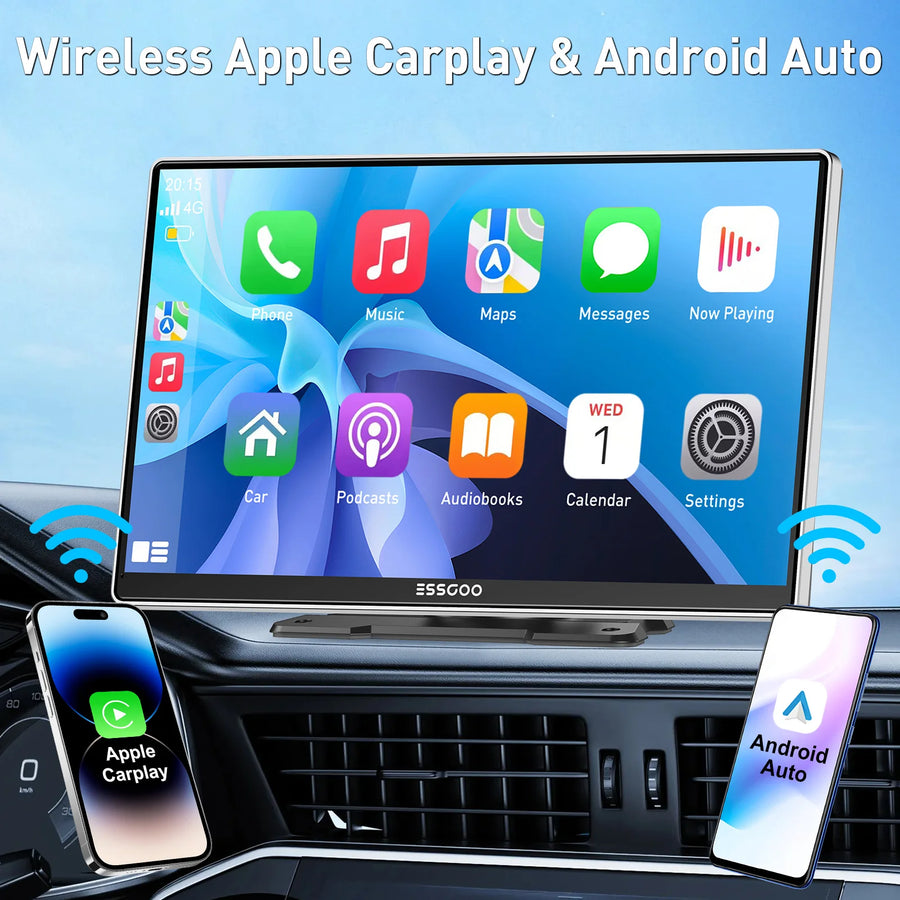 9-Inch Portable Wireless CarPlay and Android Auto Display