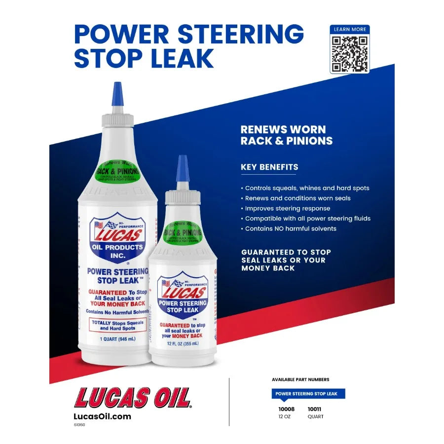 Lucas Oil Power Steering Stop Leak, 12 oz Case of 6