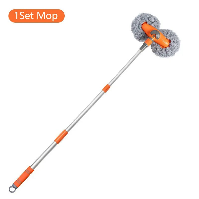 Three-Section Telescoping Car Wash Mop with Double Brush Head