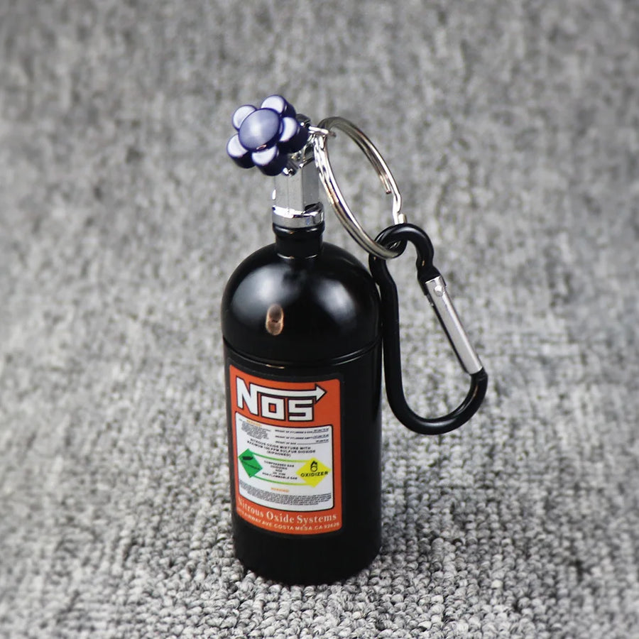 10cm Outdoor Nos Bottle Style Key Chain Car Ashtray Metal Car Ashtray Aluminium Keychain Bag