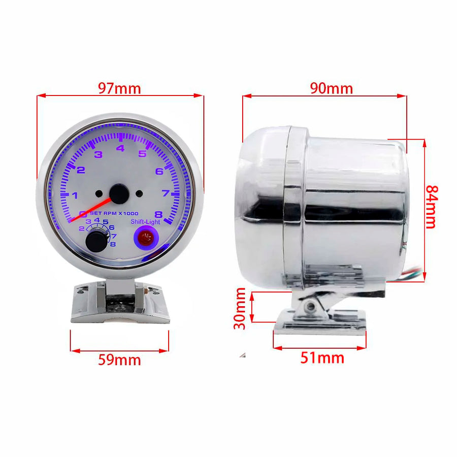52mm Tachometer, RPM Automotive Gauge