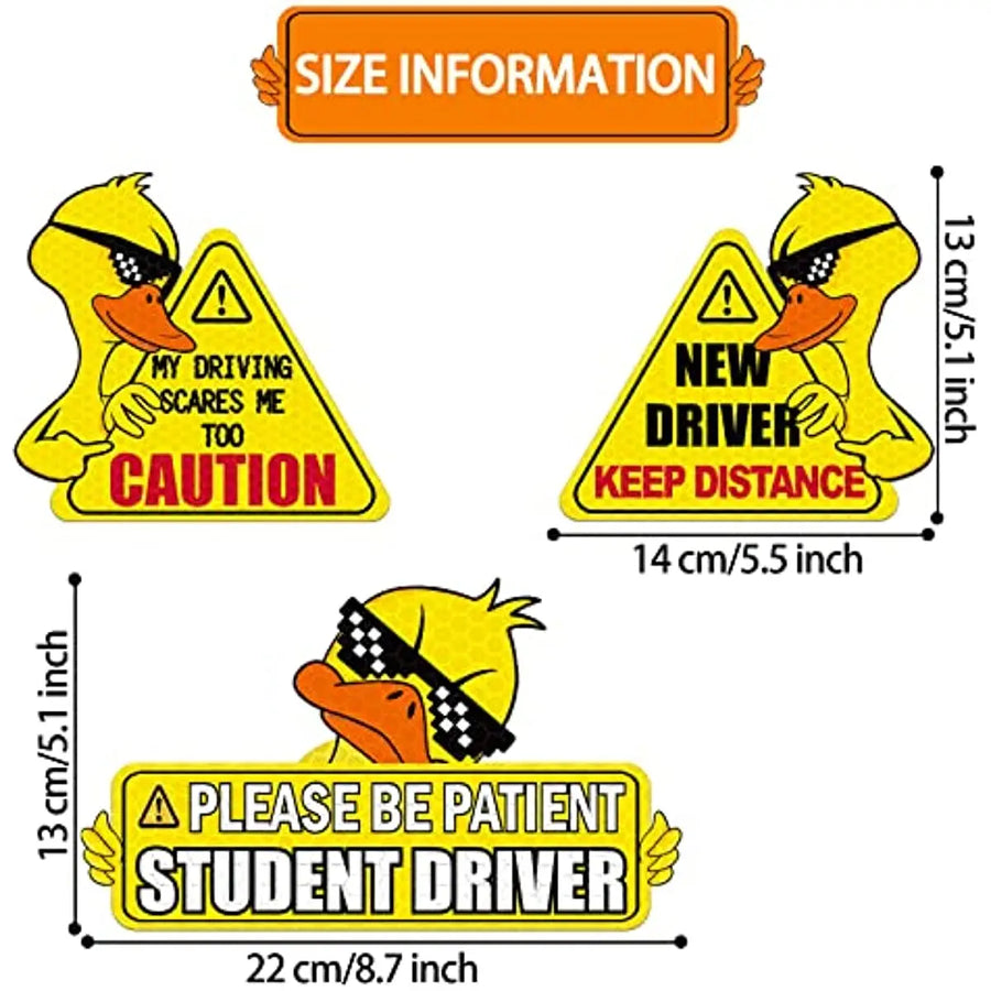 Reflective New Driver Duck Car Magnet – Multiple Designs