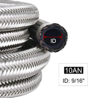 AN10 10FT Braided Nylon Fuel Line Kit 10-Piece CPE Fittings for Hydraulic Fluid Pump Gas Alcohol Silver