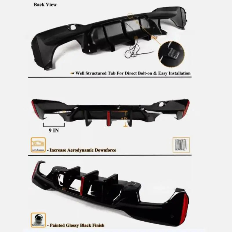 LED Rear Bumper Diffuser for BMW 5 Series G30/G31/G38 2017-2023