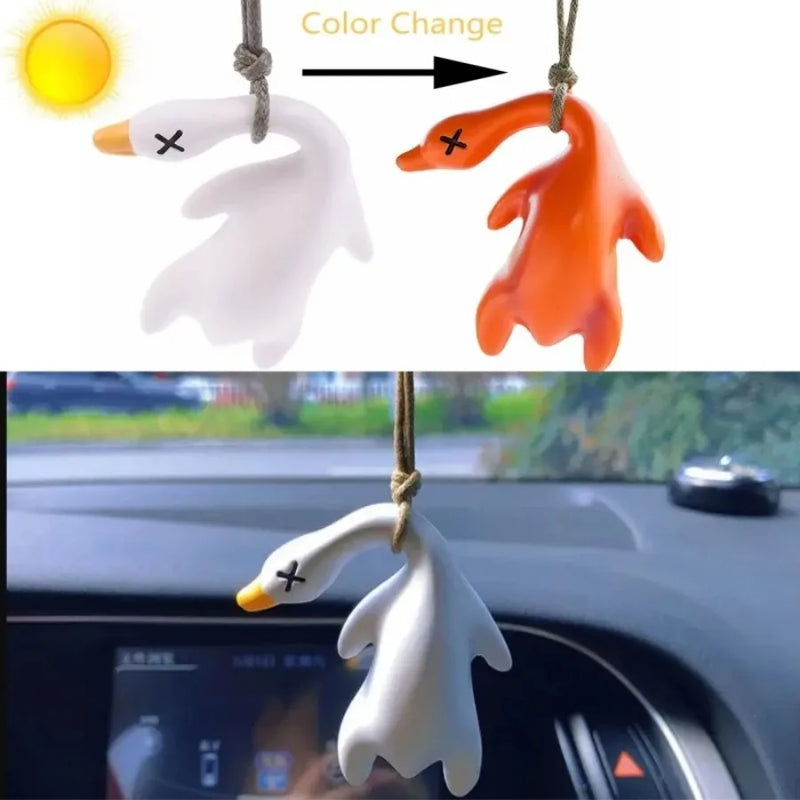Color Change Duck Car Ornament Decoration Roast Duck Pendant Swing Duck Auto Hood