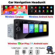 6.86-Inch 1-DIN Wireless CarPlay and Android Auto Car Stereo