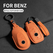 Suede Leather Car Key Case Cover for Mercedes-Benz