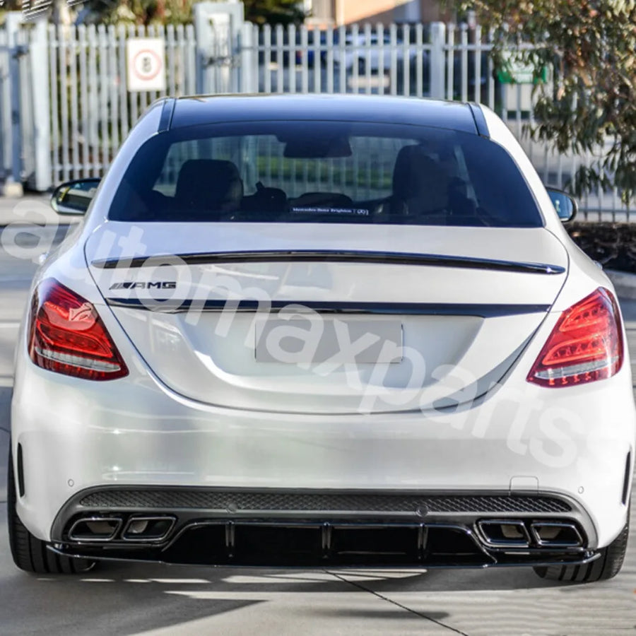 Gloss Black C63-Style Rear Diffuser – 2014–2019 Mercedes-Benz W205