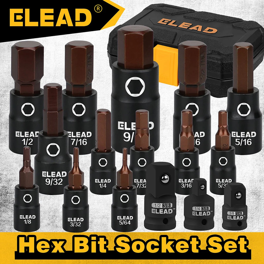 16-Piece SAE Hex Bit Impact Socket Set