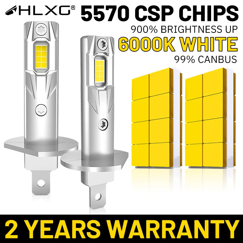 2-Piece H1 LED Headlight Bulb – 6000K, Fanless