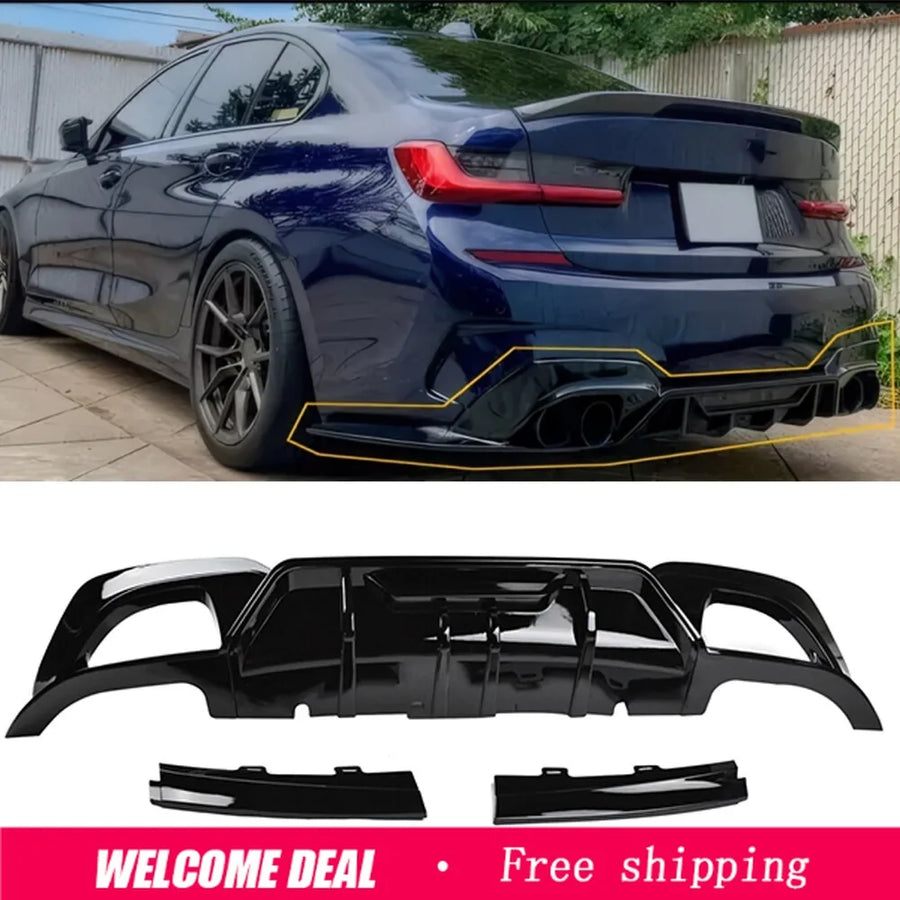 Gloss Black Rear Diffuser Kit – 2019–2022 BMW G20 M Sport