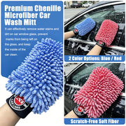 Chenille Microfiber Car Wash Mitts - 2-Pack, 29 x 19 cm