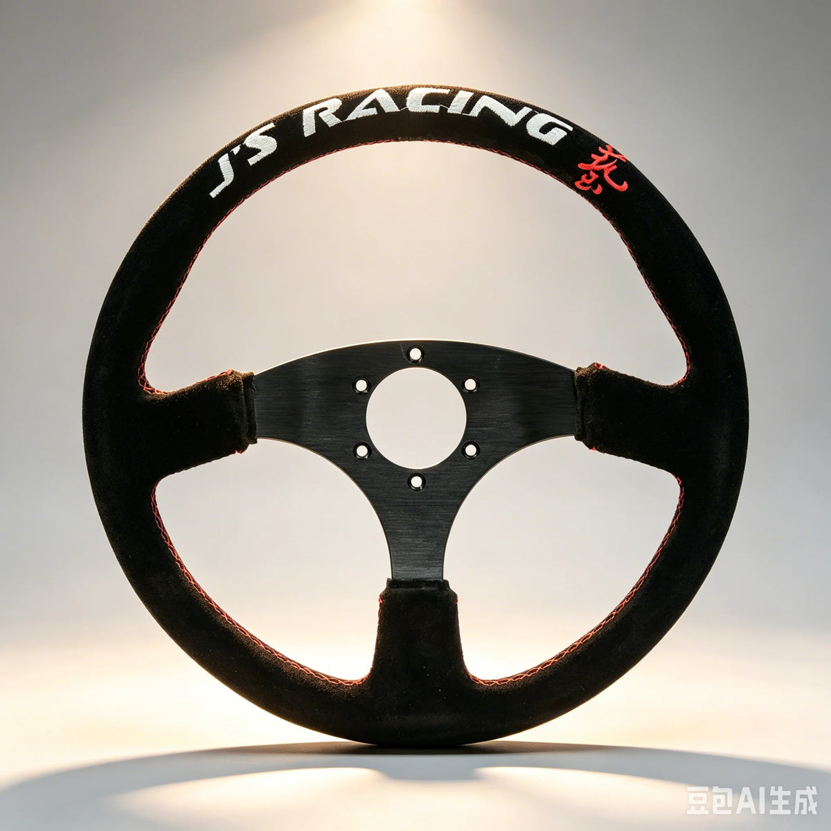 350 mm Black Suede Three-Spoke Racing Steering Wheel