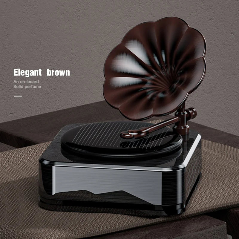 Solar-Powered Rotating Record-player Car Aroma Diffuser