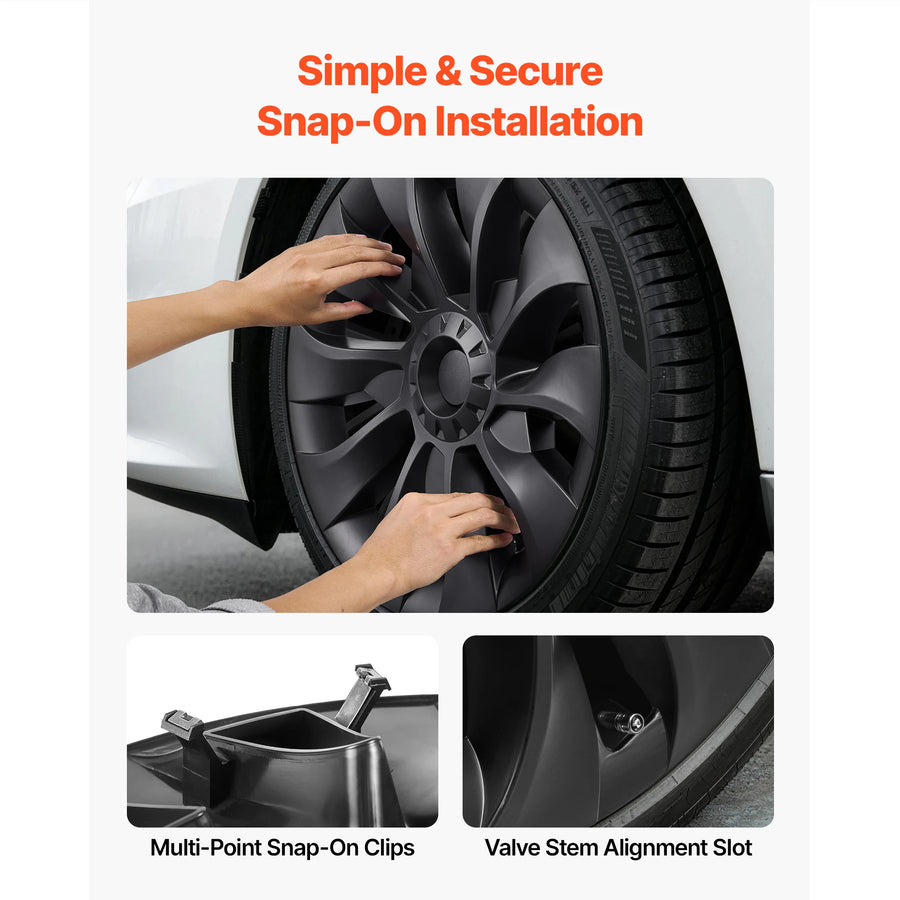 Matte Black Wheel Cover Set – Tesla Model 3/Y 18–20 in
