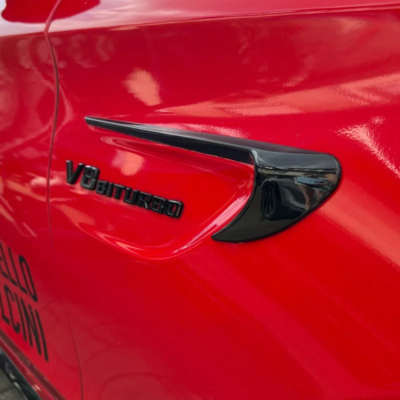 V8 Biturbo 4MATIC Fender Emblem Badge for Mercedes-Benz