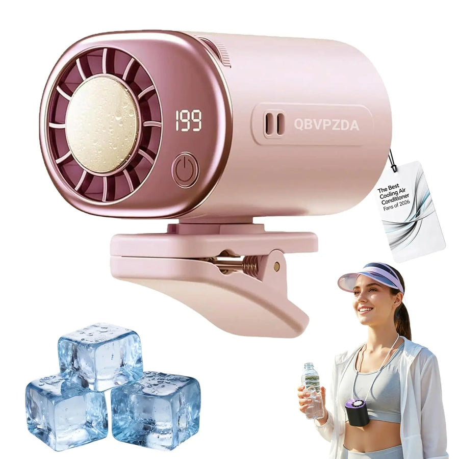 Rechargeable Clip-On Car Fan with LED Display and 360° Rotation