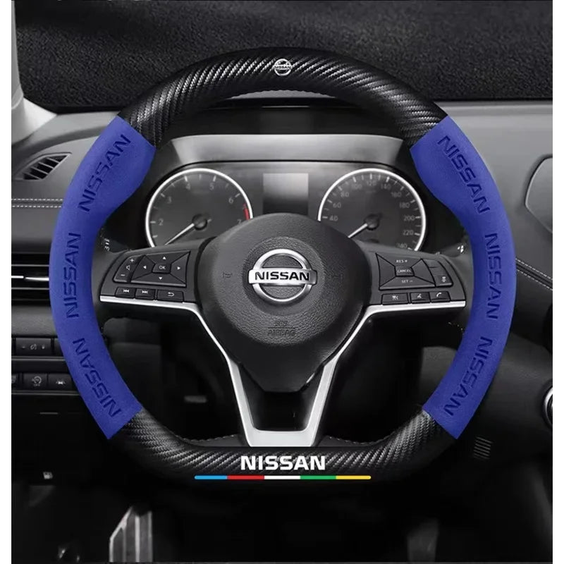 Carbon-Fiber-Style Steering Wheel Cover for Nissan – 37–38 cm