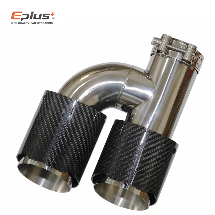 Universal H-Shaped Dual-Outlet Carbon-Fiber & Stainless Steel Exhaust Tip