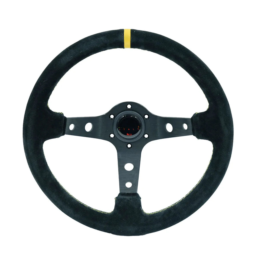 340 mm Suede Deep-Dish Racing Steering Wheel – White or Yellow