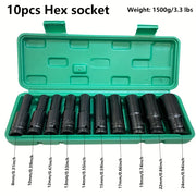 10-Piece 1/2-Inch Drive Metric Impact Socket Set, 8-24mm