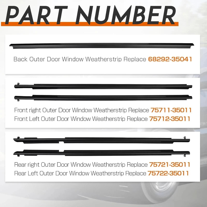 Exterior Window Trim Set for Toyota 4Runner 2003-2009