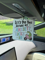 Cute Frog On Pink Scooter Anxiety Quote Hanging Car Air Freshener