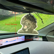 Hand-drawn style black fluffy Labradoodle/Portuguese Water Dog Hanging Car Air Freshener