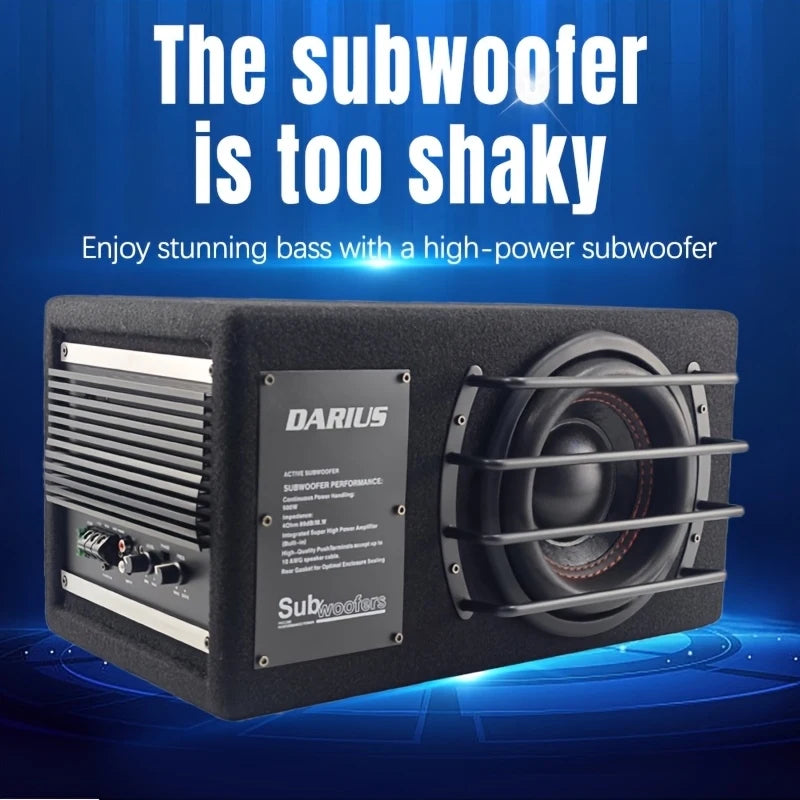 Powered Car Audio Subwoofer with Built-In Amplifier