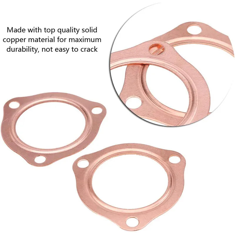 2 x 2.5" Universal Copper Header Exhaust Collector Gaskets Flanges 3-Hole 2-1/2"