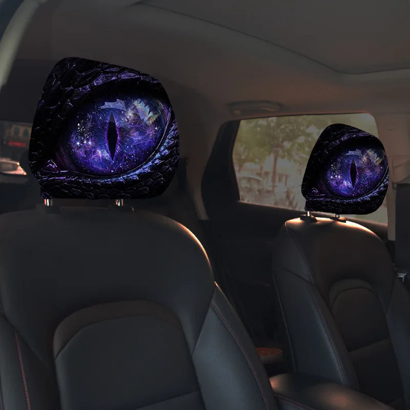 2-Piece Halloween Horror Face Car Headrest Covers – Universal Elastic Protective Sleeves