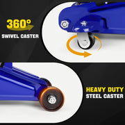 2-Ton Hydraulic Trolley Floor Jack with 5.3-12.6 Inch Lift Range and Carry Bag