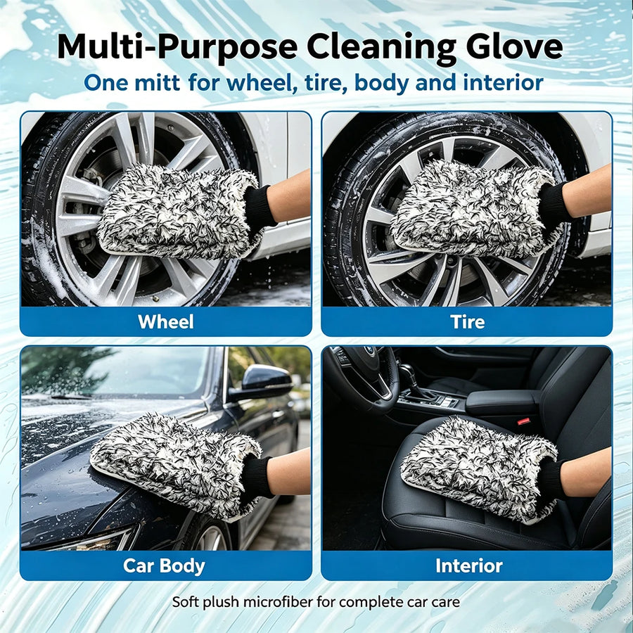 Thick Double-Sided Microfiber Car Wash Mitt, 22 x 19 cm