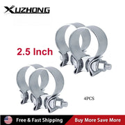 For Mufflers Catalytic Converters Silver 4-Piece 2.5 Inch T409 Stainless Steel Narrow Band Exhaust Clamps