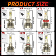 2-Piece H1/H4/H7/H11/9005/9006 LED Headlight Bulb – 3000K/6500K