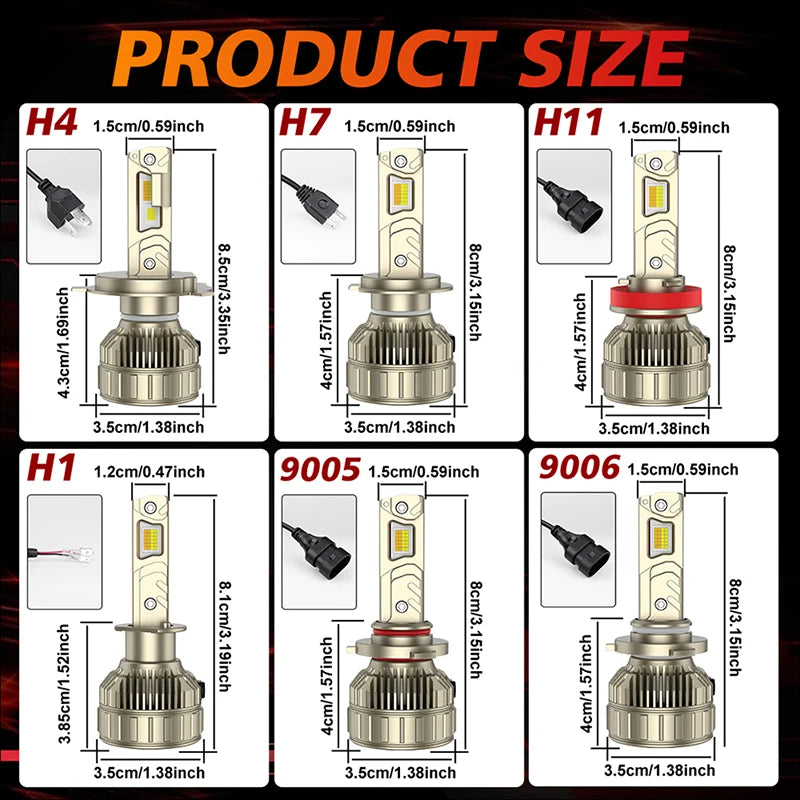 H1/H4/H7/H11/9005/9006 LED Headlight Bulb – 3000K/6500K